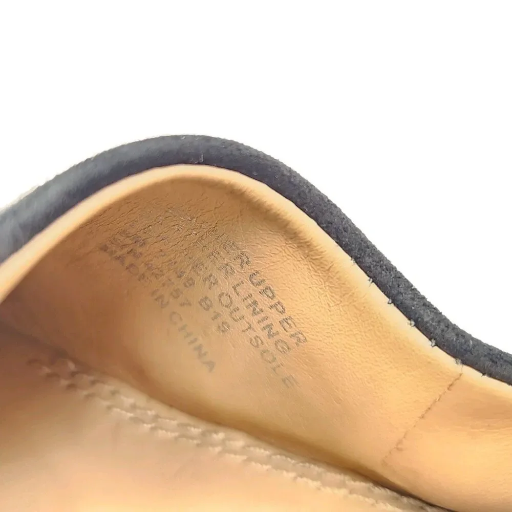 Tory Burch Lanette Black Suede Heels Gold Double T Accent Pumps 8 Quiet Luxury
